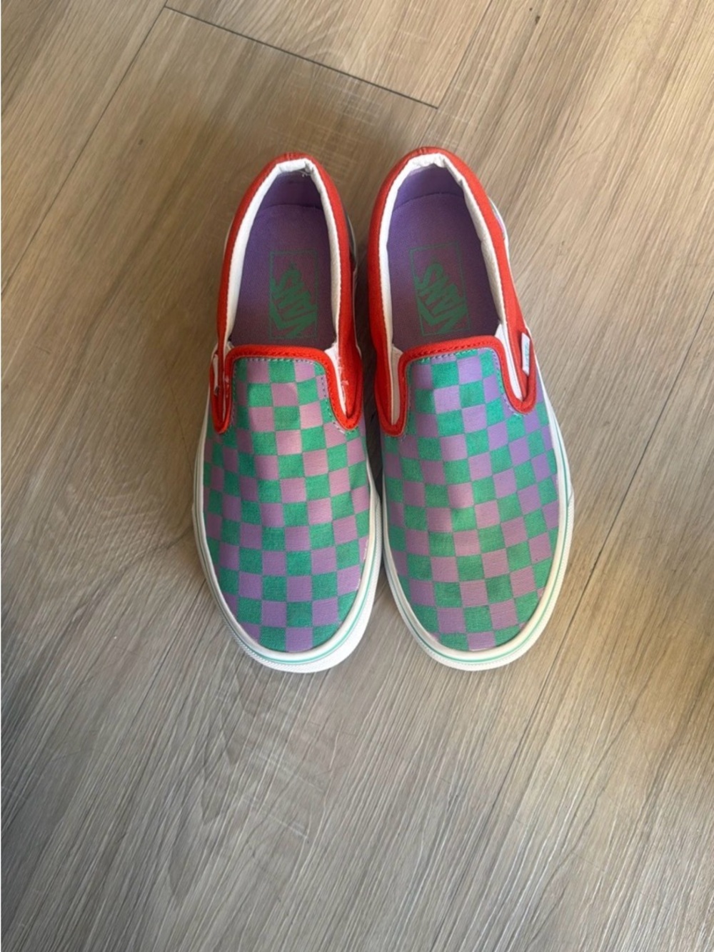 Vans Kids Slip-On Checkerboard in Purple, Green & Red